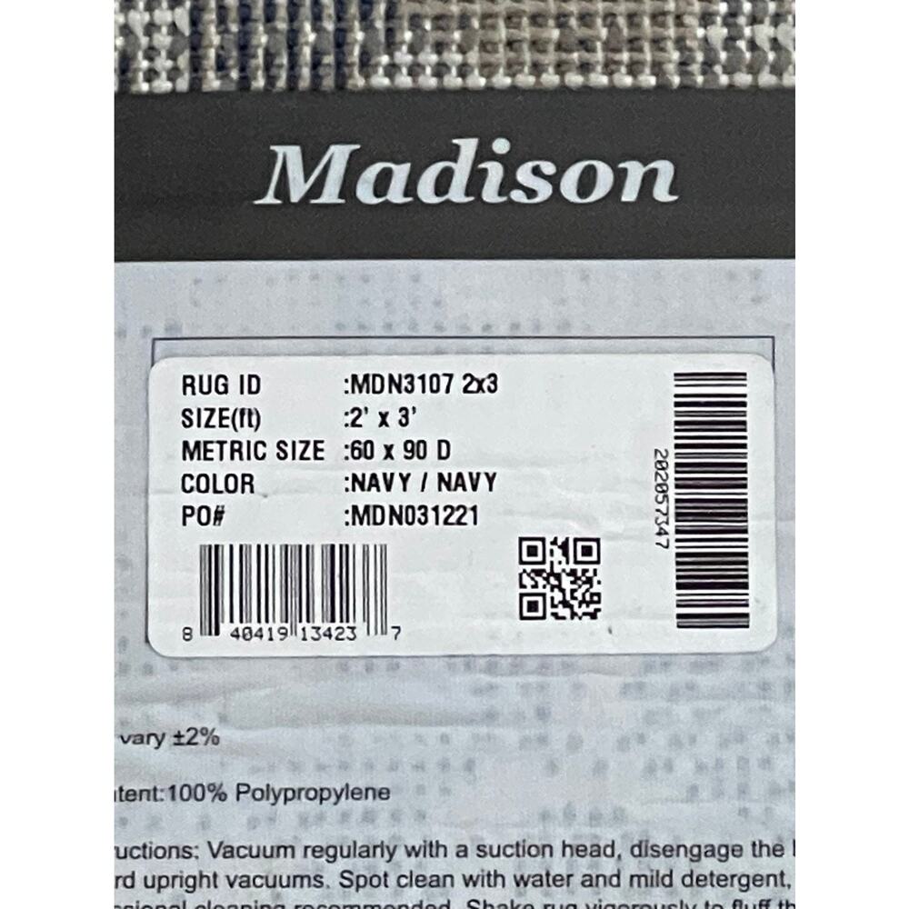 Beautiful Madison Navy Area Rug 2’ x 3’ - Picture 6 of 6